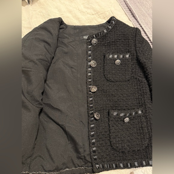 Elegant Black Tweed Jacket classic sophistication modern elegance size medium - Picture 7 of 16